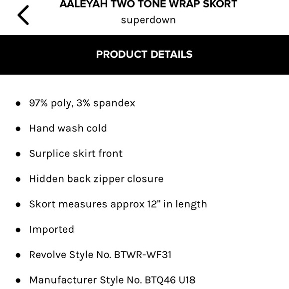 Superdown Aaleyah two tone wrap skort skirt black white xs New from Revo… - Picture 4 of 4
